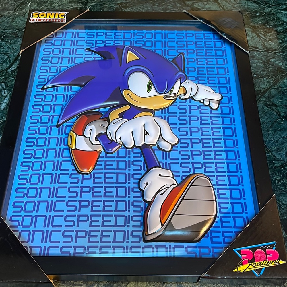 Rare Sonic the Hedgehog Pop Creations framed.